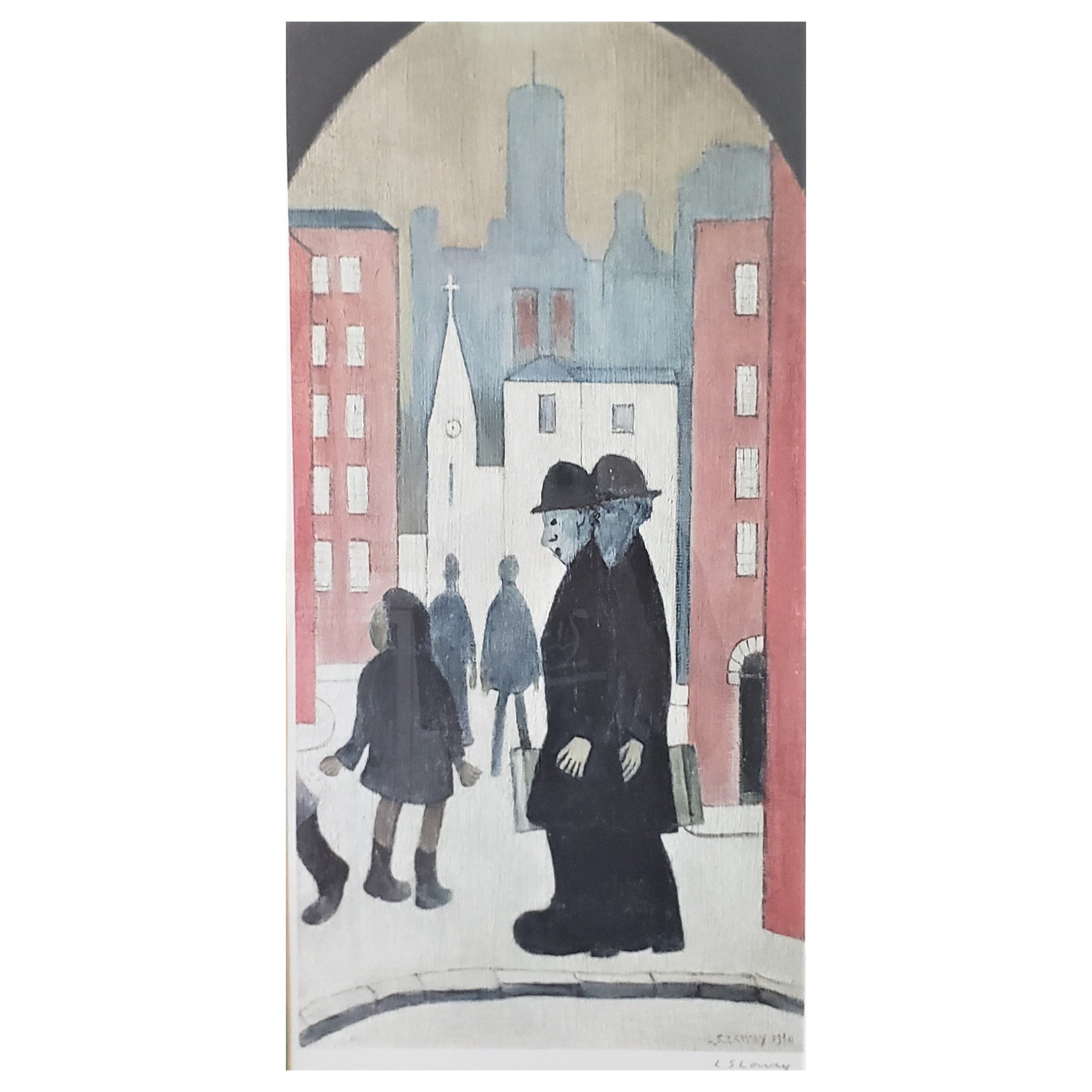 L. S. Lowry Signed Proof Titled "Two Brothers" in Gallery Frame under Glass For Sale