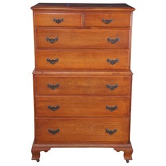 Antique Lammerts Chippendale Colonial Maple Tallboy Dresser Chest of Drawers