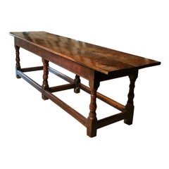 Antique Table Refectory Reversible Top Patinated & Unpatinated Oak 6 Turned Legs