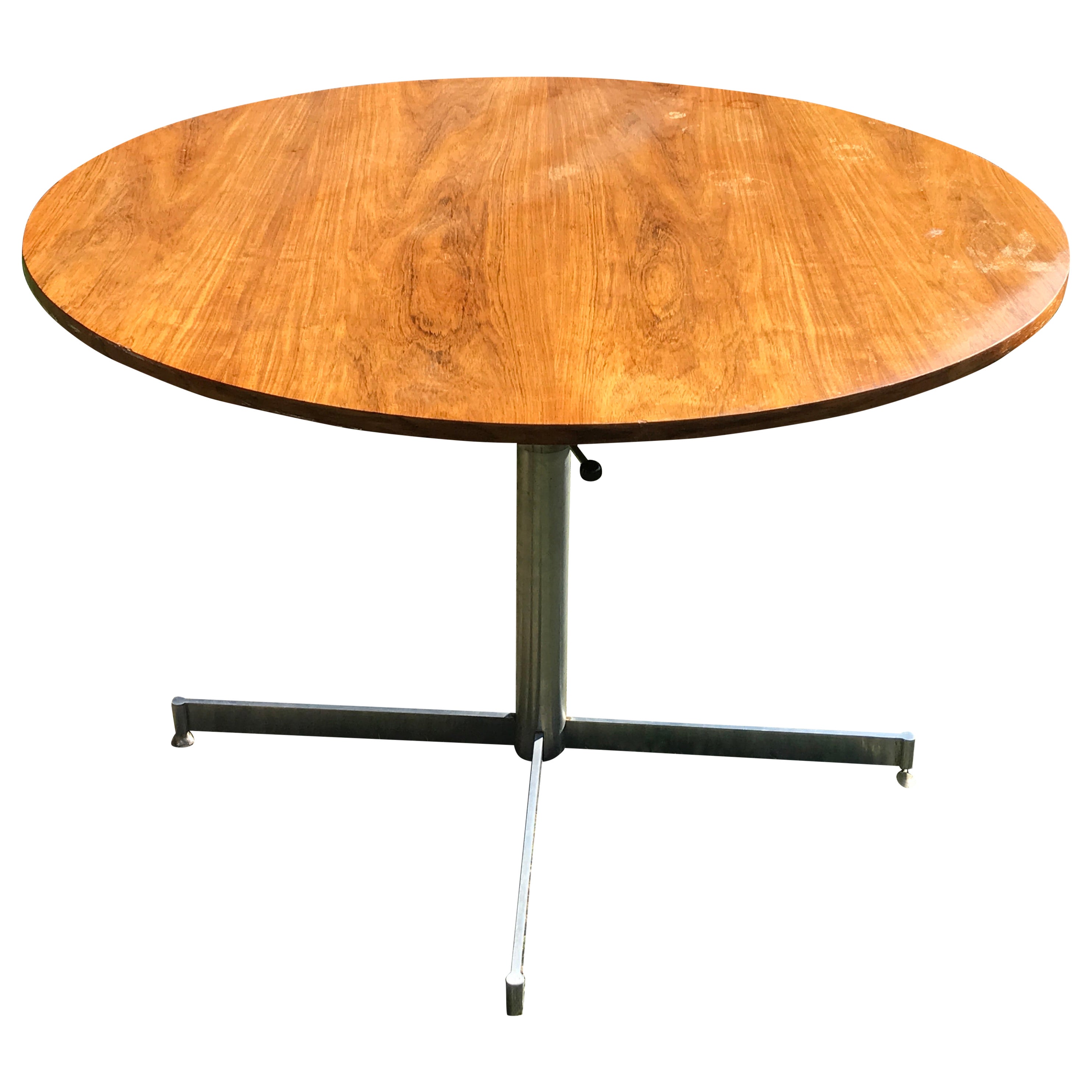 Table réglable Centre Dining Sofa Low Coffee Circular Rosewood Chrome en vente