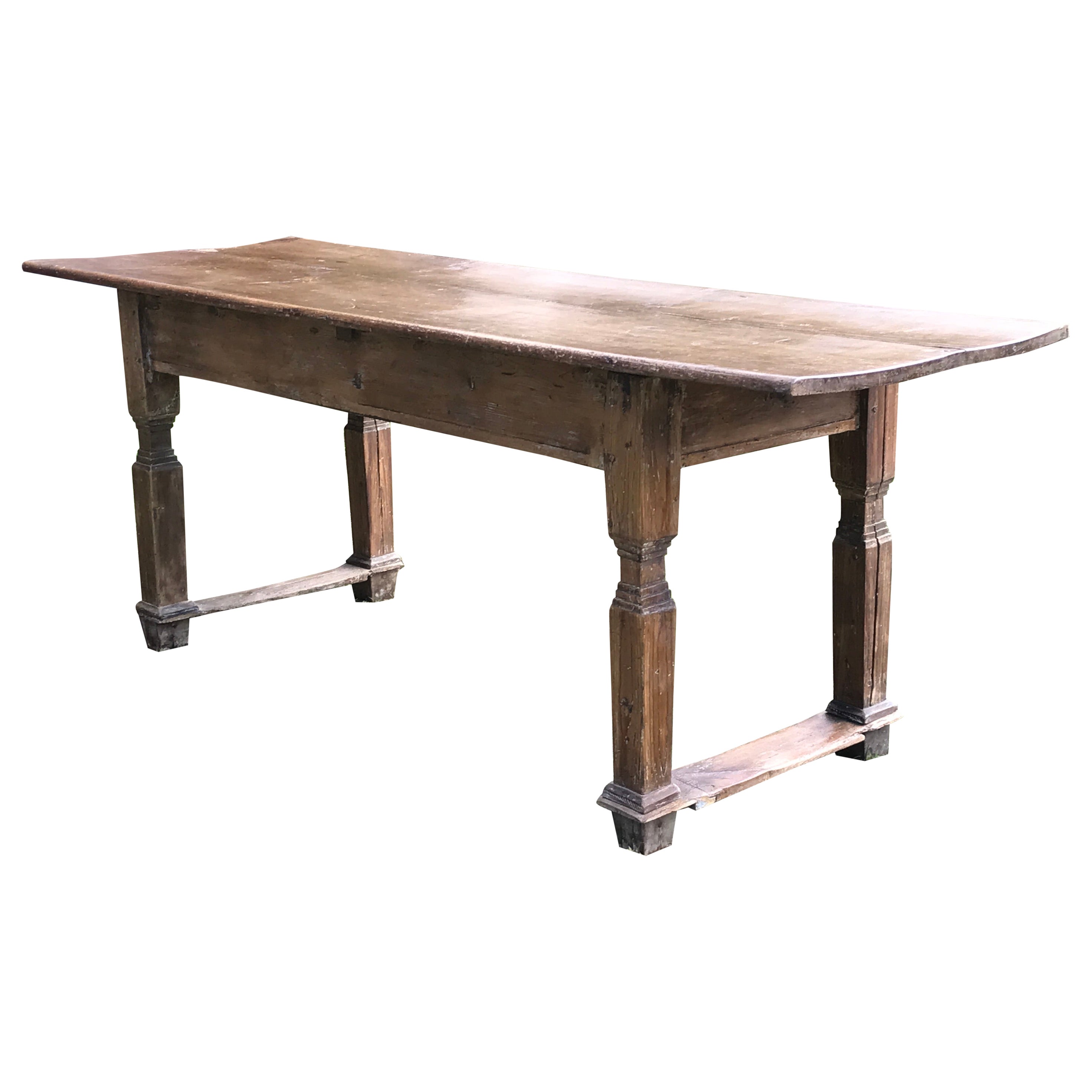 Table Pine Dining Desk Classical Leg Vernacular Folk For Sale