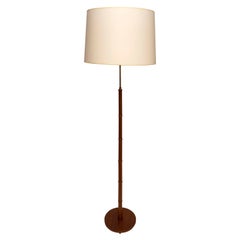 Lamp Floor Standing Vintage Chestnut Brown Suede Original Vellum Shade 5ft3.5"H