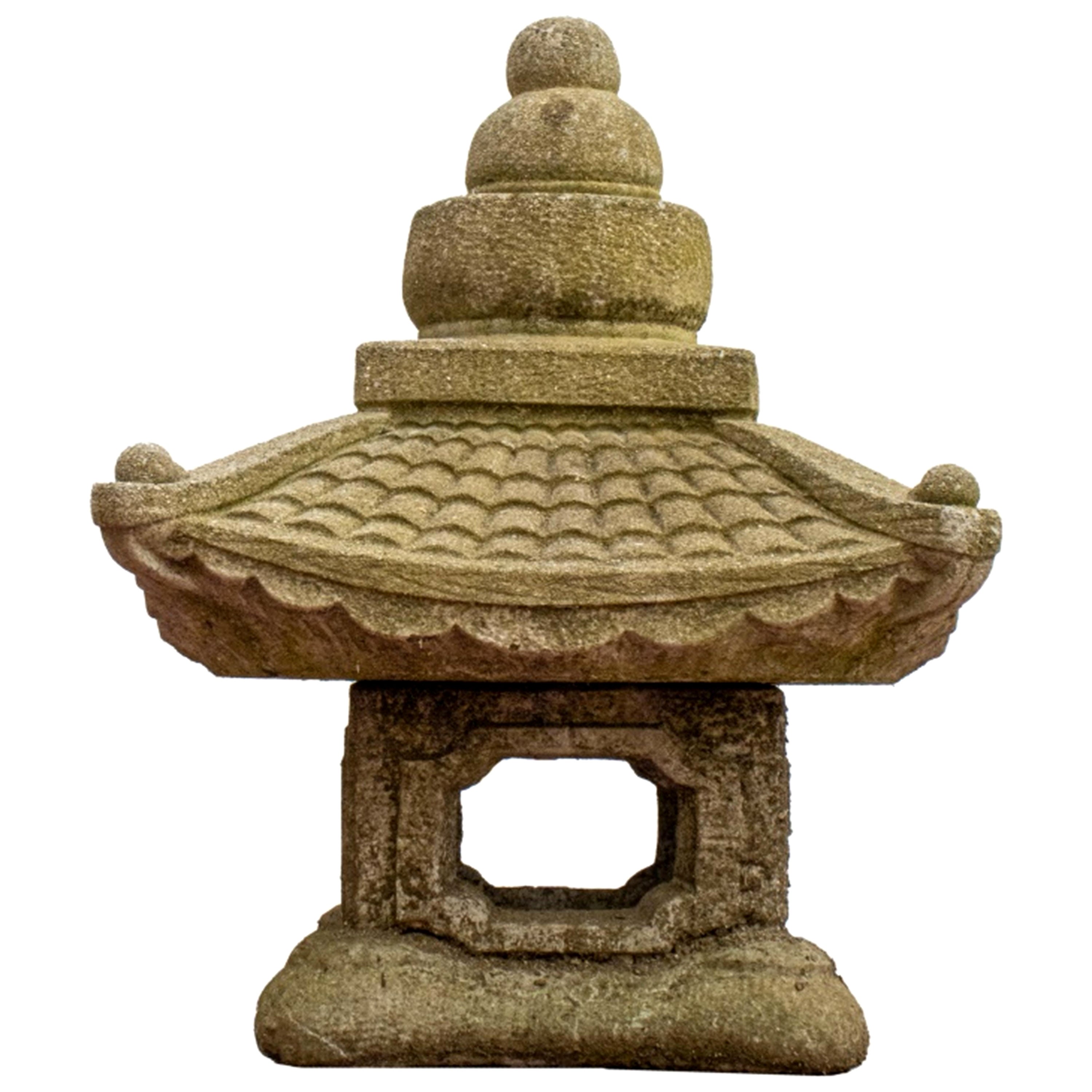 Cast Stone Pagoda Garden Ornament For Sale