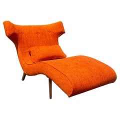 Mid-Century Modern Adrian Pearsall Style Orange Wingback Wave Chaise Lounge