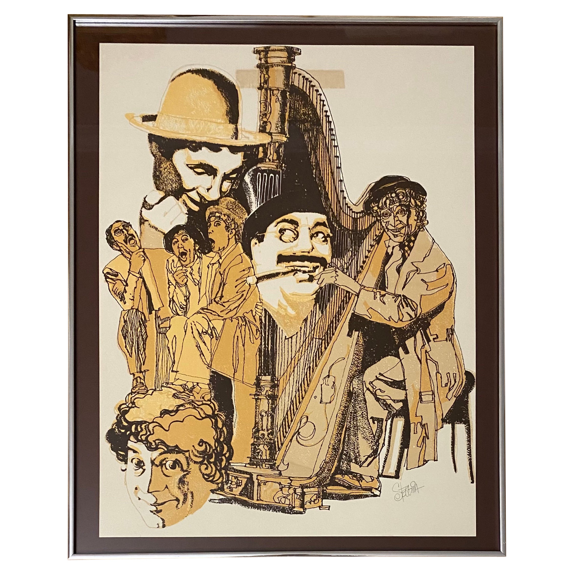 Groucho Marx and the Marx Brothers Framed Print Signed For Sale