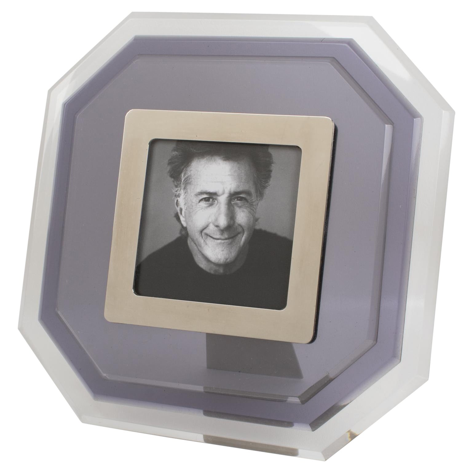 Modern Multi-Layers Lucite and Chrome Picture Frame, Italy 1980s