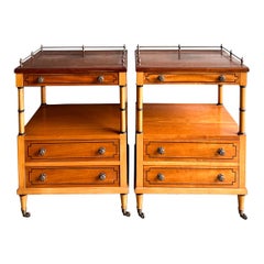 1940s French Regency Style Faux Bamboo Inspired Side Tables / Nightstands, 2
