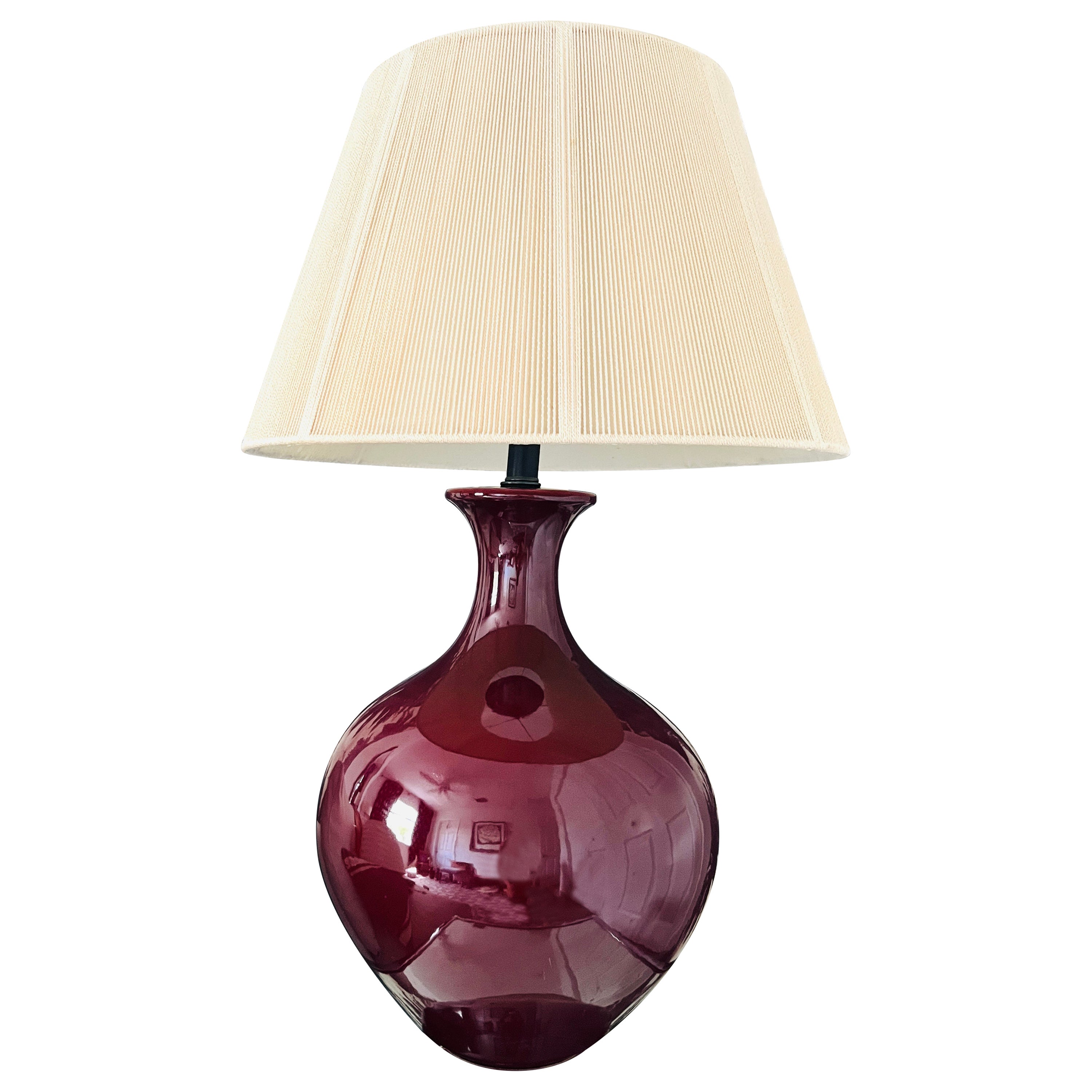 Monumental Porcelain Oxblood Lamp in Burgundy Red by Marbro, c. 1970's