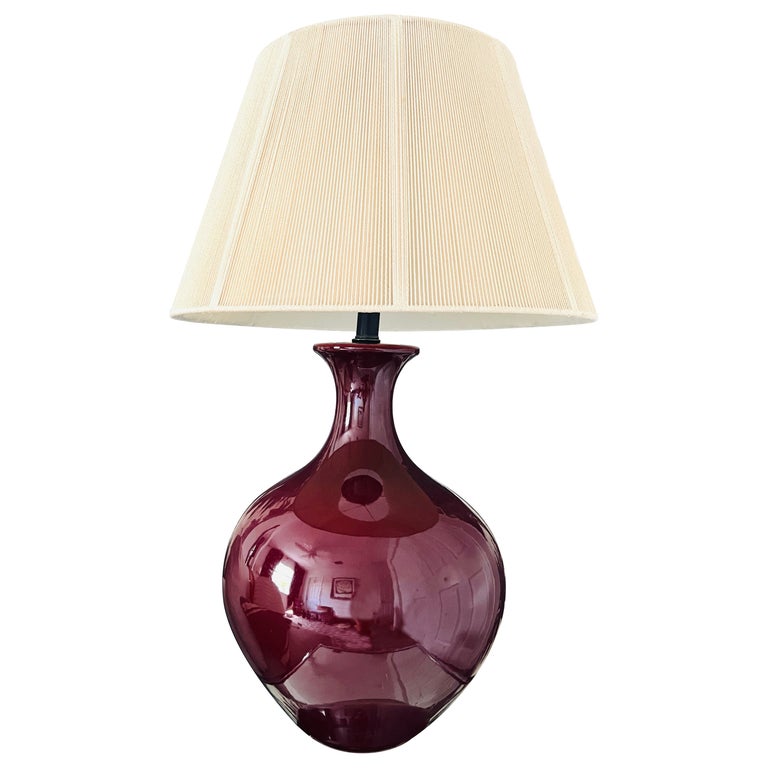 Monumental Porcelain Oxblood Lamp in Deep Red Burgundy by Marbro, c. 1970's For Sale