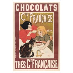 Very Rare Original Vintage Poster-Steinlen-Coffee Chocolate Tea-Cat, 1895