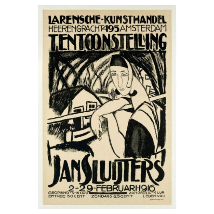 Jan Sluijters, Original Vintage Art Poster, Expressionism Cubism, Amsterdam 1916 For Sale