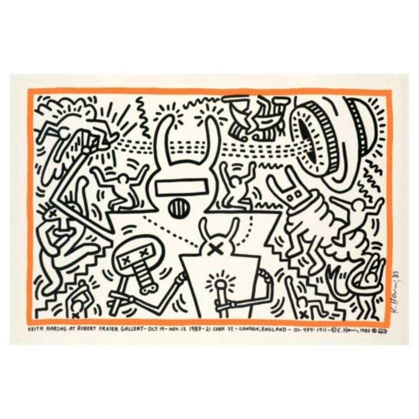 Keith Haring, Original Art Galley Poster, Robert Frazer 1983, Handsigned, Warhol For Sale