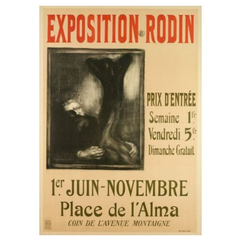 Eugene Carriere, Original Vintage Poster, Rodin Exhibition, 1900