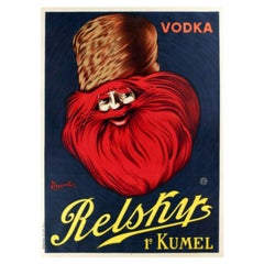Leonetto Cappiello, Original Vintage Poster for Vodka Relsky from 1911, Cossack