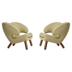 Set of Two Pelican Chairs Upholstered in Raf Simons Fabric by Finn Juhl