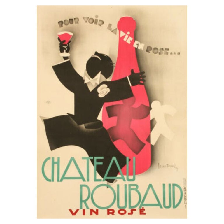 Original Art Deco Poster, Leon Dupin, Chateau Roubaud, Wine, Nîmes, France, 1931 For Sale