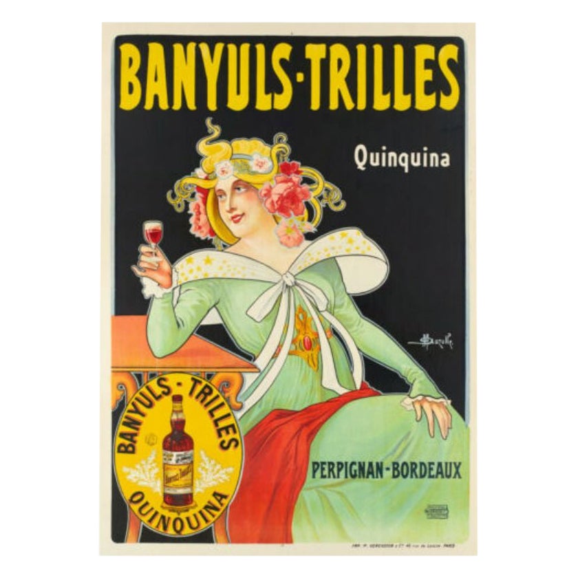 Original Belle Epoque Poster-Au-Olle-Banyuls Trilles Quinquina-Alcool, 1910 For Sale