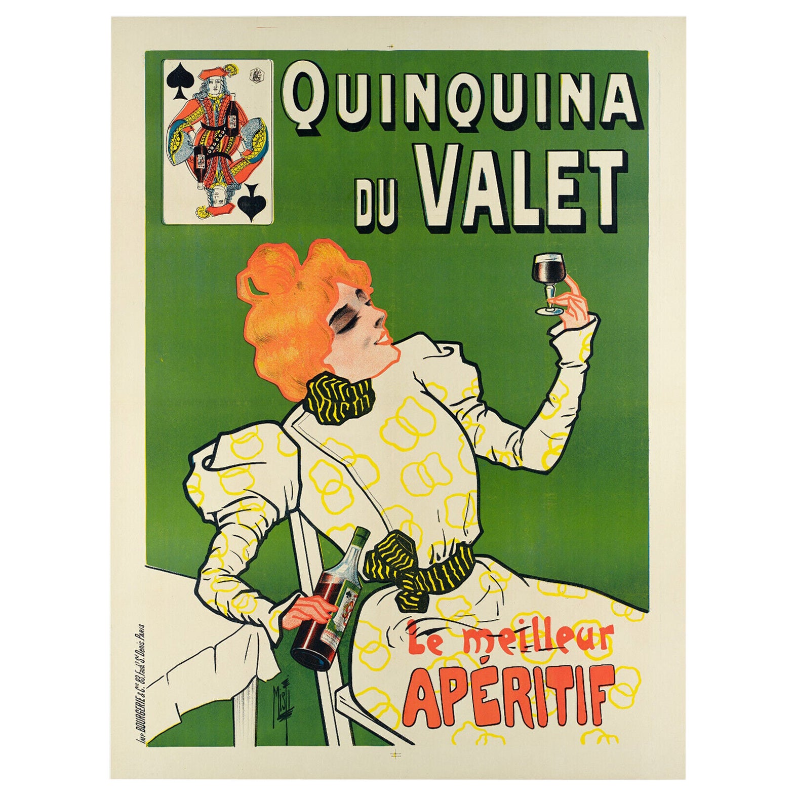 Affiche vintage d'origine Belle Époque de Misti, Quinquina Du Valet Liquor, 1899