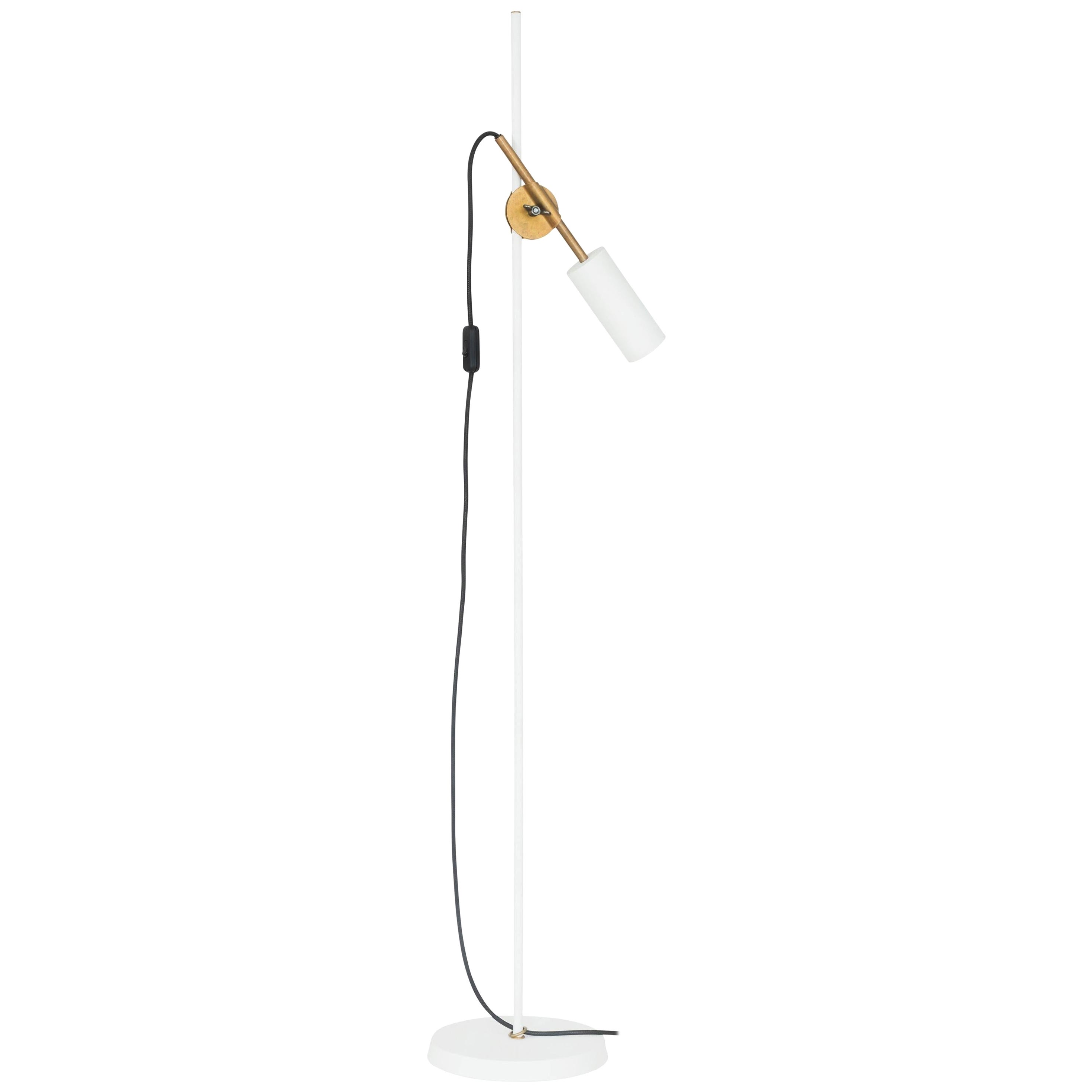 Johan Carpner Stav Floor Lamp White Brass by Konsthantverk For Sale