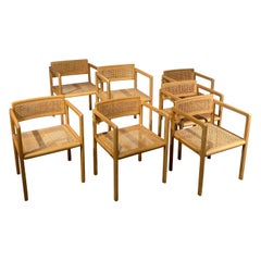 Set of 7 Light Wood Chairs