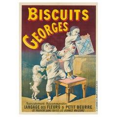 Original Vintage Poster-Biscuit Georges-Caniche-Pierrot-Paris-Chien, 1900