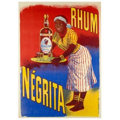 Original Vintage Rum Poster, Rhum Negrita Old Nick, West Indies, 1899