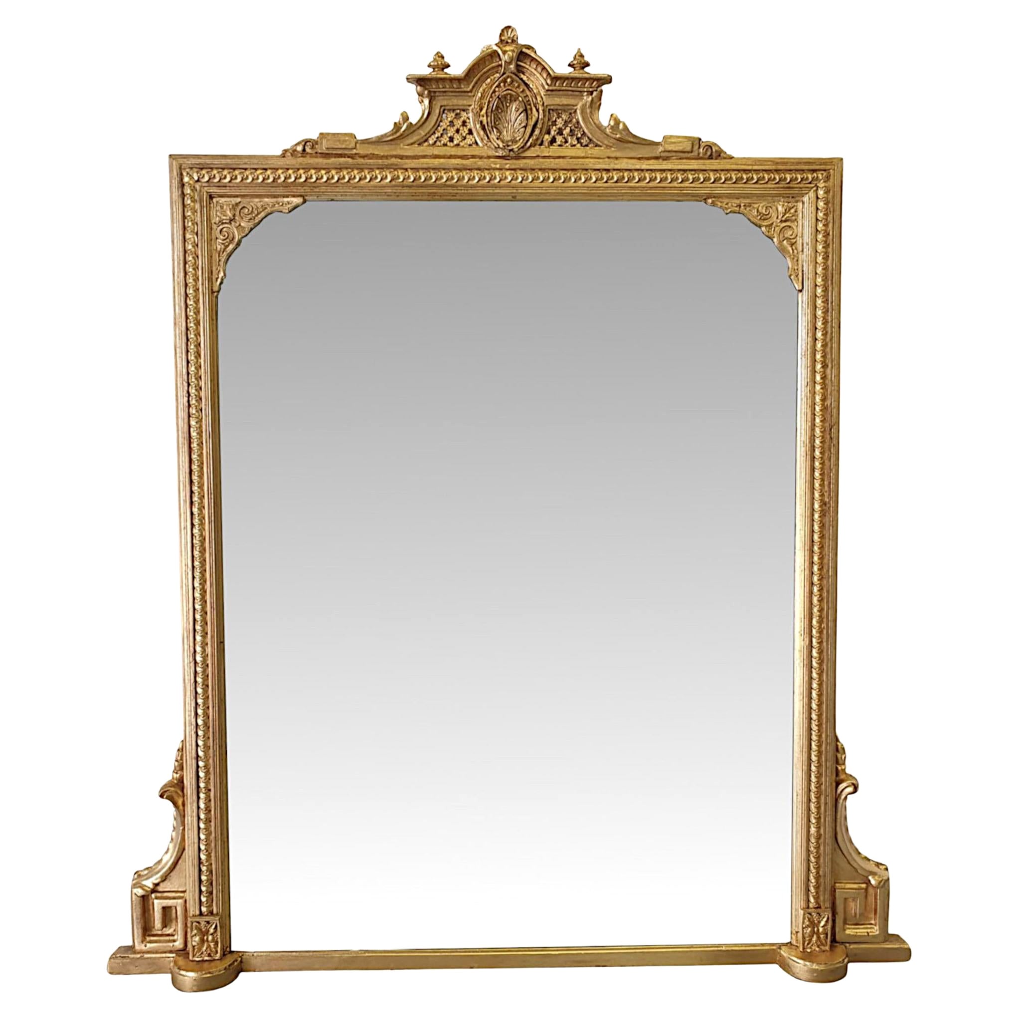 Fine 19th Century Giltwood Overmantle Mirror For Sale