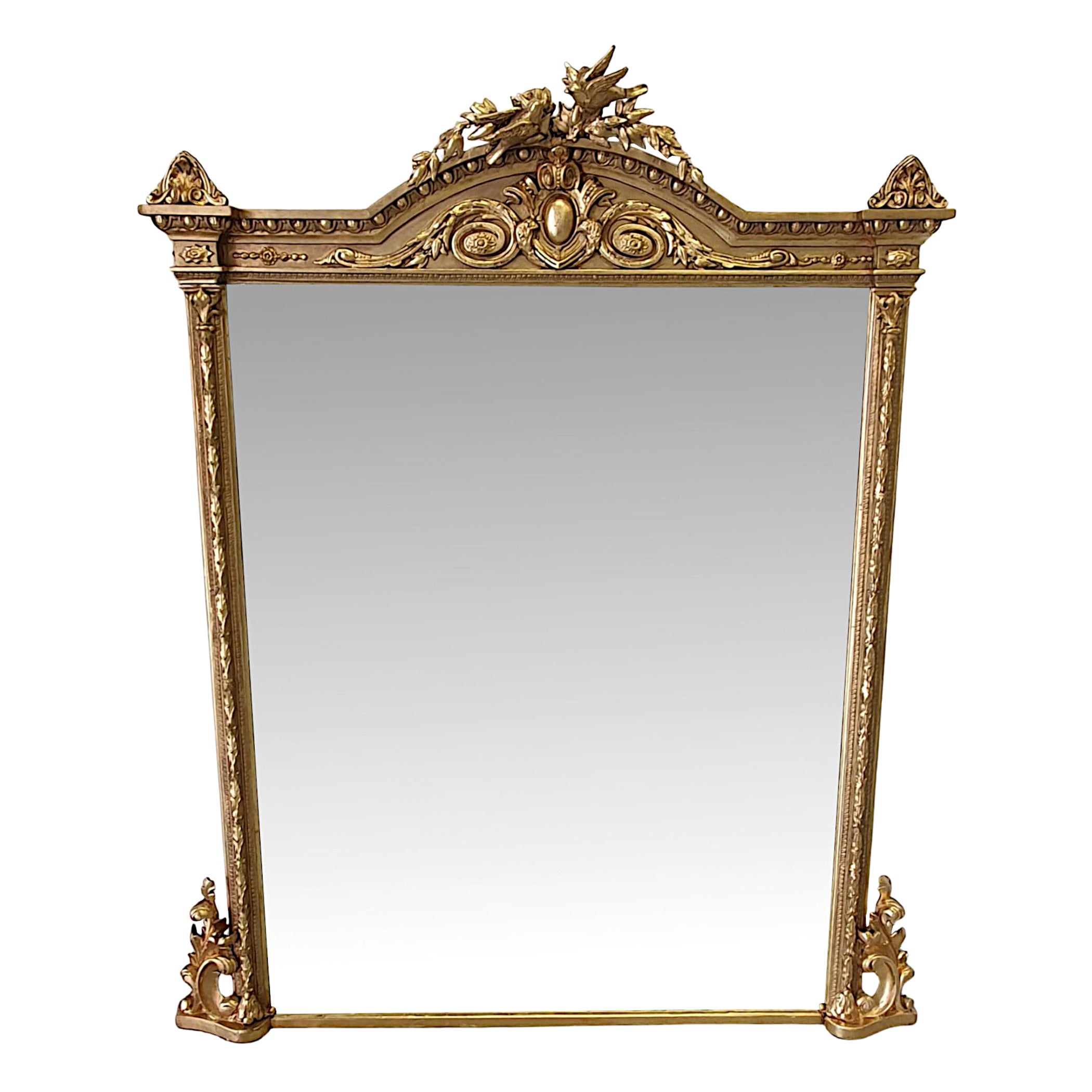 Fantastic Large 19th Century Giltwood Overmantle Mirror For Sale