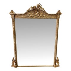 Fantastique grand miroir en bois doré du 19ème siècle