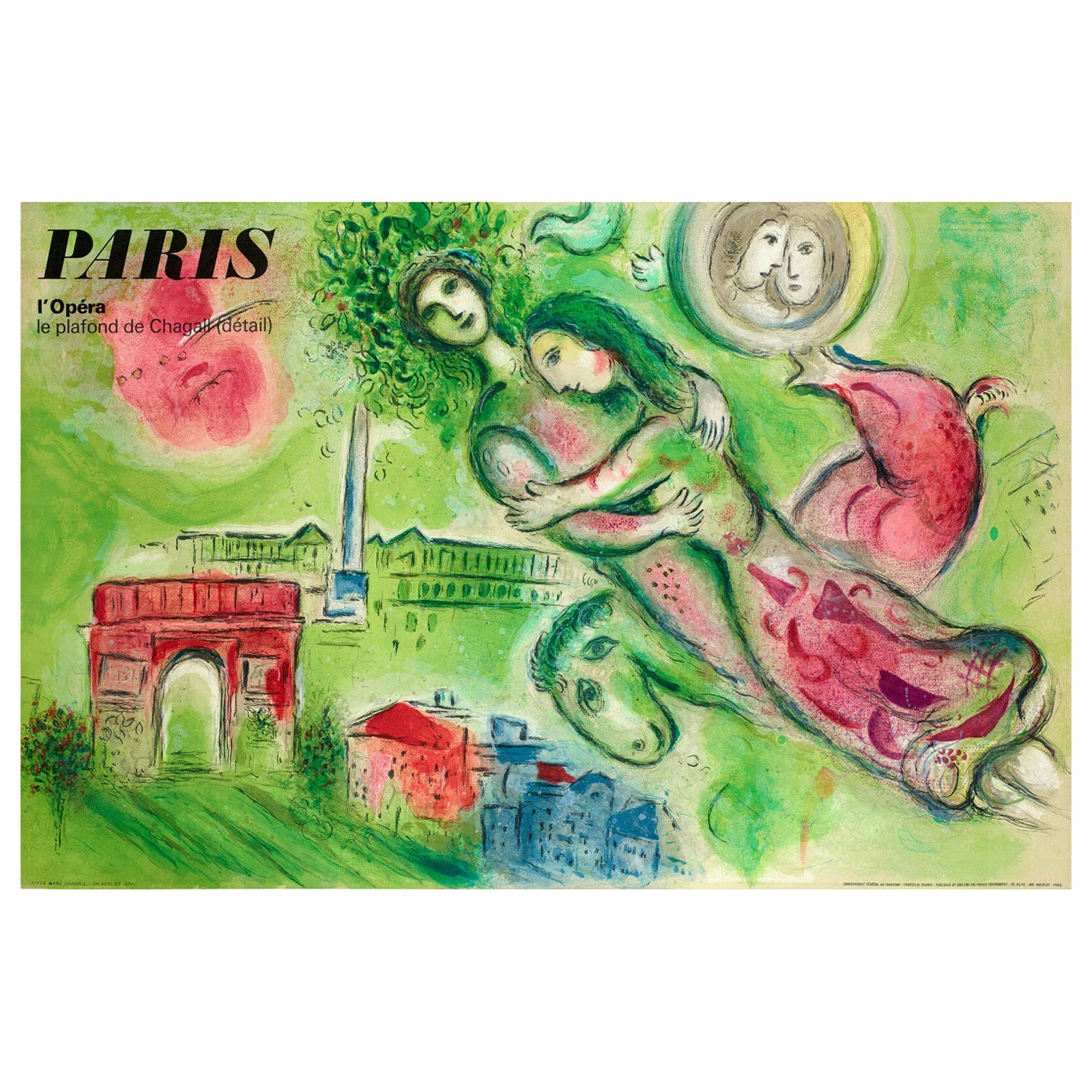 Affiche originale de Marc Chagall, opéra de Paris, Romeo et Juliette, amour, 1964 en vente