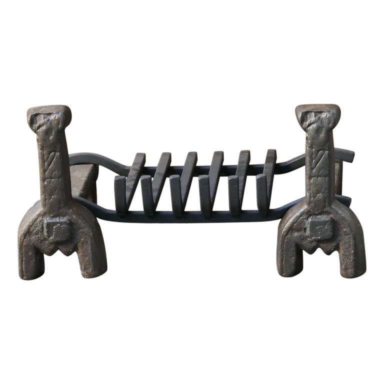 French Gothic Style Fire Grate, Fireplace Grate For Sale at 1stDibs
