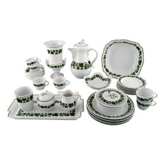 Servicio de café de porcelana Meissen "Hoja de parra de hiedra verde", completo para seis personas