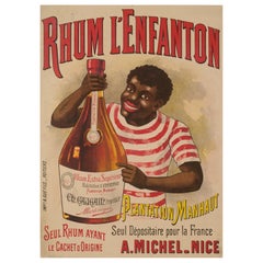 Original Vintage Rum Poster, Rhum, Martinique, West Indies, 1900