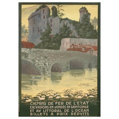 Poster originale d'epoca, Geo Dorival, Sud Vendée, Clisson, Oceano Atlantico, 1912