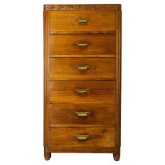 French Art Deco Chiffonier or Commode, Chest with Six Drawers Walnut, circa 1930