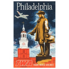 Used Original Twa Poster-Swanson-Philadelphia Liberty Bell Lockheed Constellation, c.