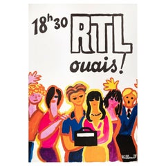 Original Poster-Bernard Villemot, 8.30Pm Rtl Ouais, Luxembourg Radio, 1985