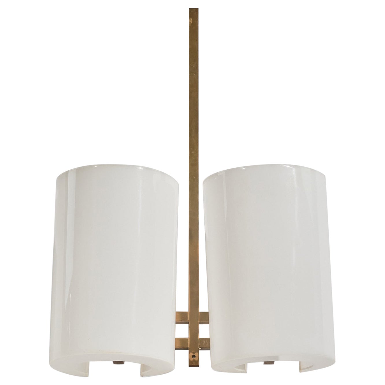 Swedish Designer, Large Wall Light, Brass, Acrylic, Sweden, C. 1970s For Sale