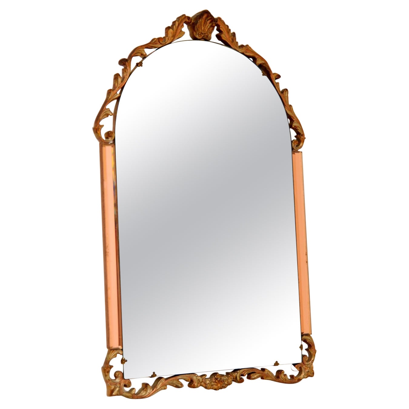 Antique Spanish Gilt Mirror with Open Carvings and Original Glass at