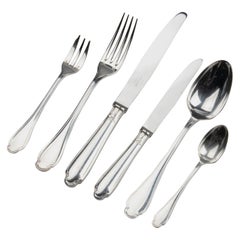 74-Piece Set of Silver-Plated Flatware Made by Christofle Model Pompadour