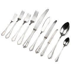 136-Piece Set of Silver Plated Flatware in Canteen made by Wellner