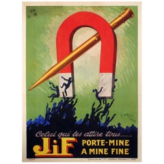 Jean Carlu, Original Art Deco Vintage Poster, Jif Fountain Pen, 1923