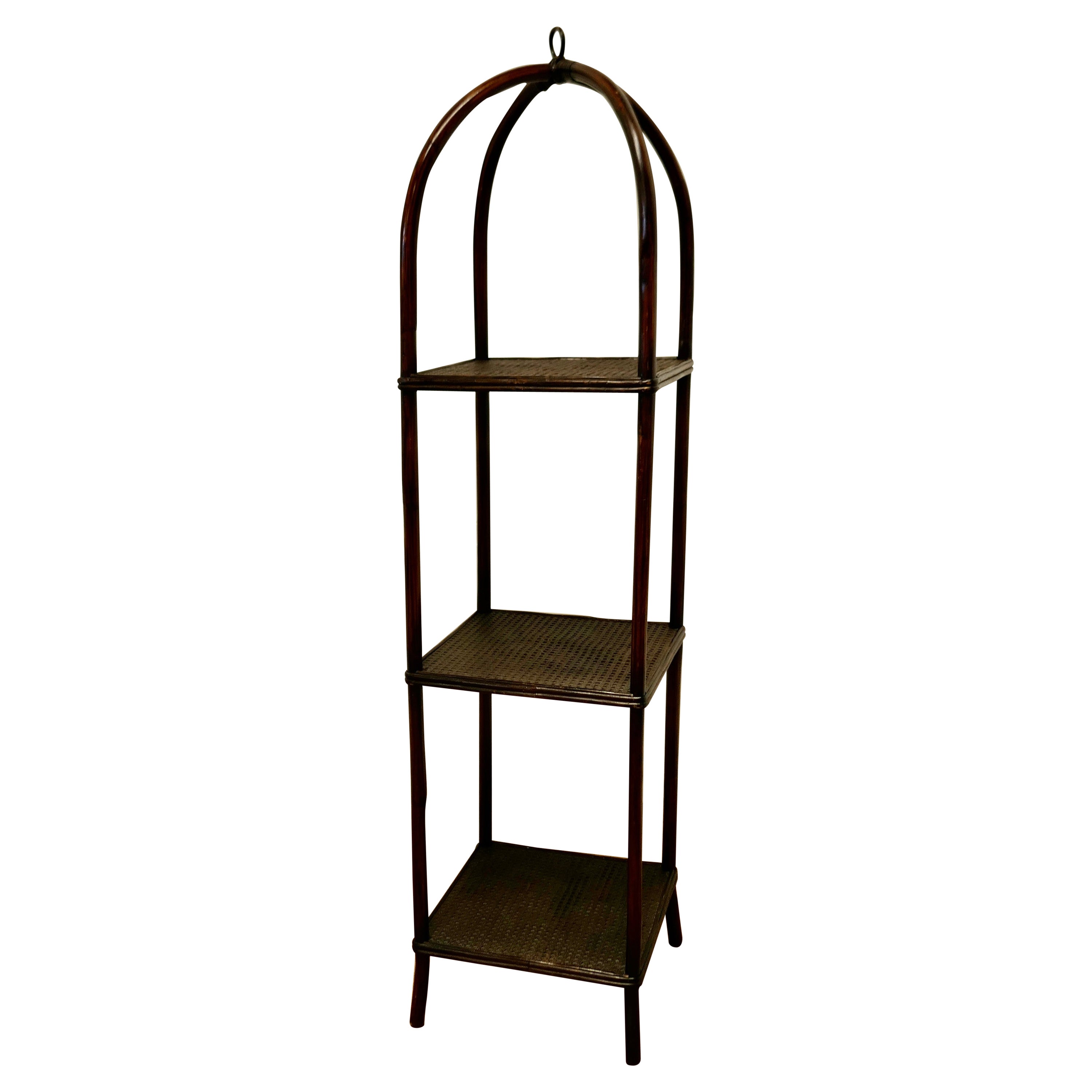 Tall Bamboo and Rattan What Not Shelf For Sale