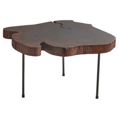 Used Brazilian Designer, Freeform Coffee Table, Wood, Metal, Brazil, 1950s