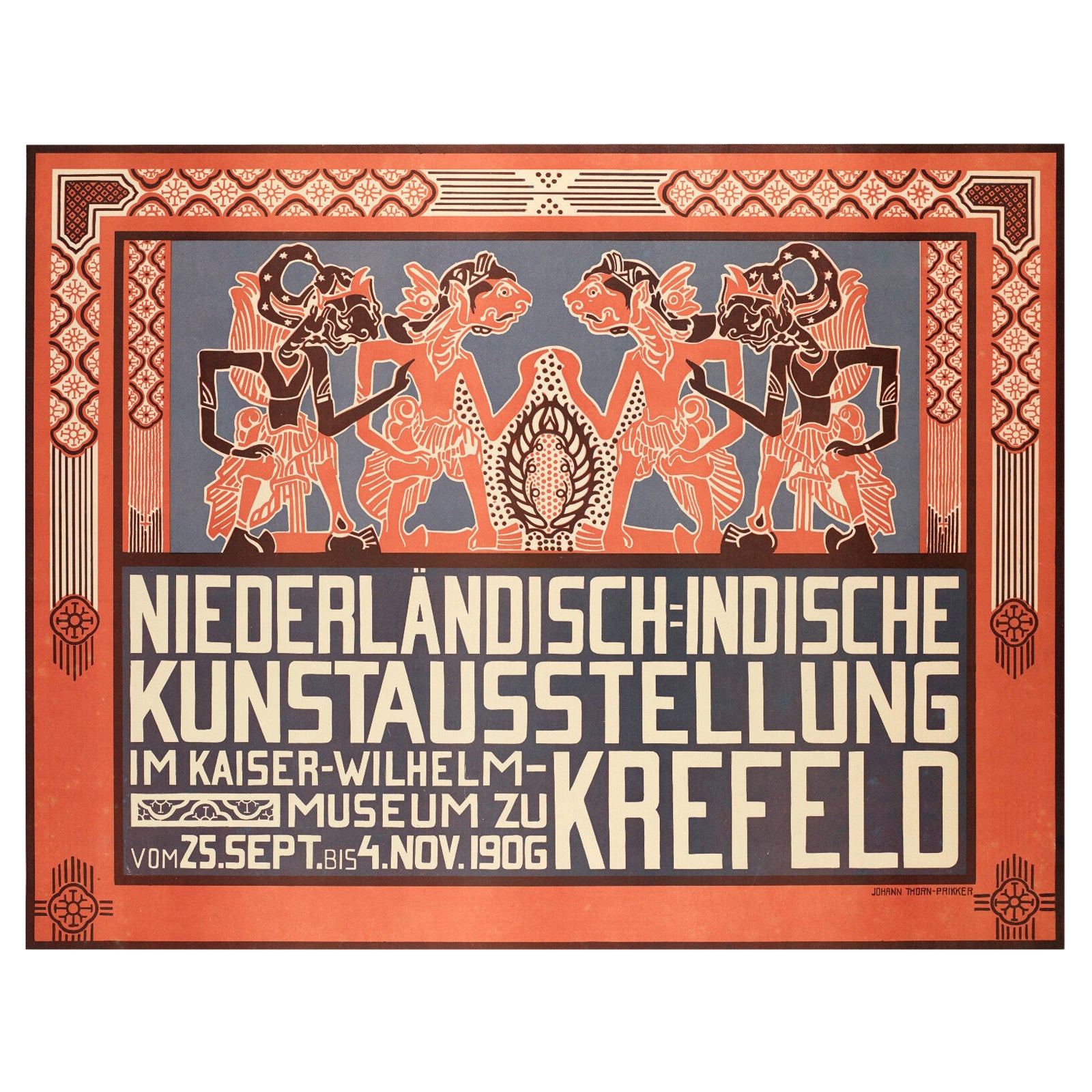 Original Poster, Thorn Prikker, Dutch Indonesian Art Exhibition, Germany, 1906 For Sale