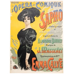 Pal, affiche d'origine, Sapho, Opera House, Soprano, Emma Calve, Théâtre, 1897