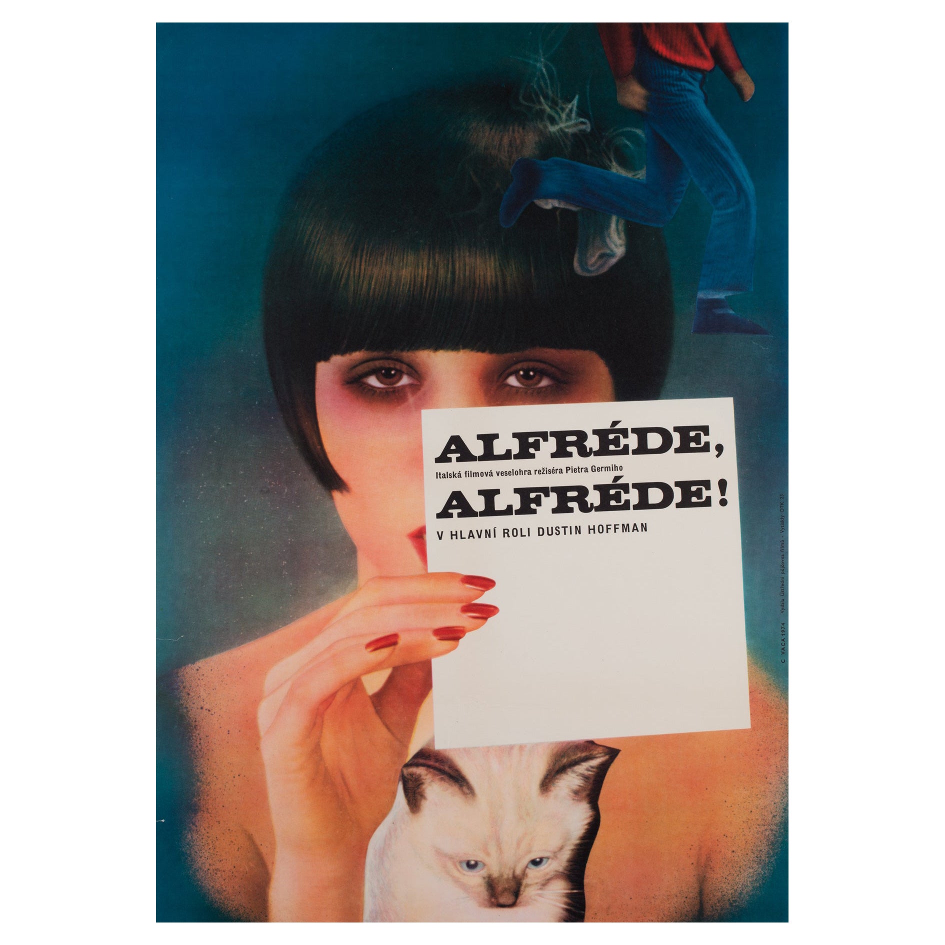 "Alfredo, Alfredo", Czech A1 Film Movie Poster, 1974, Vaca For Sale