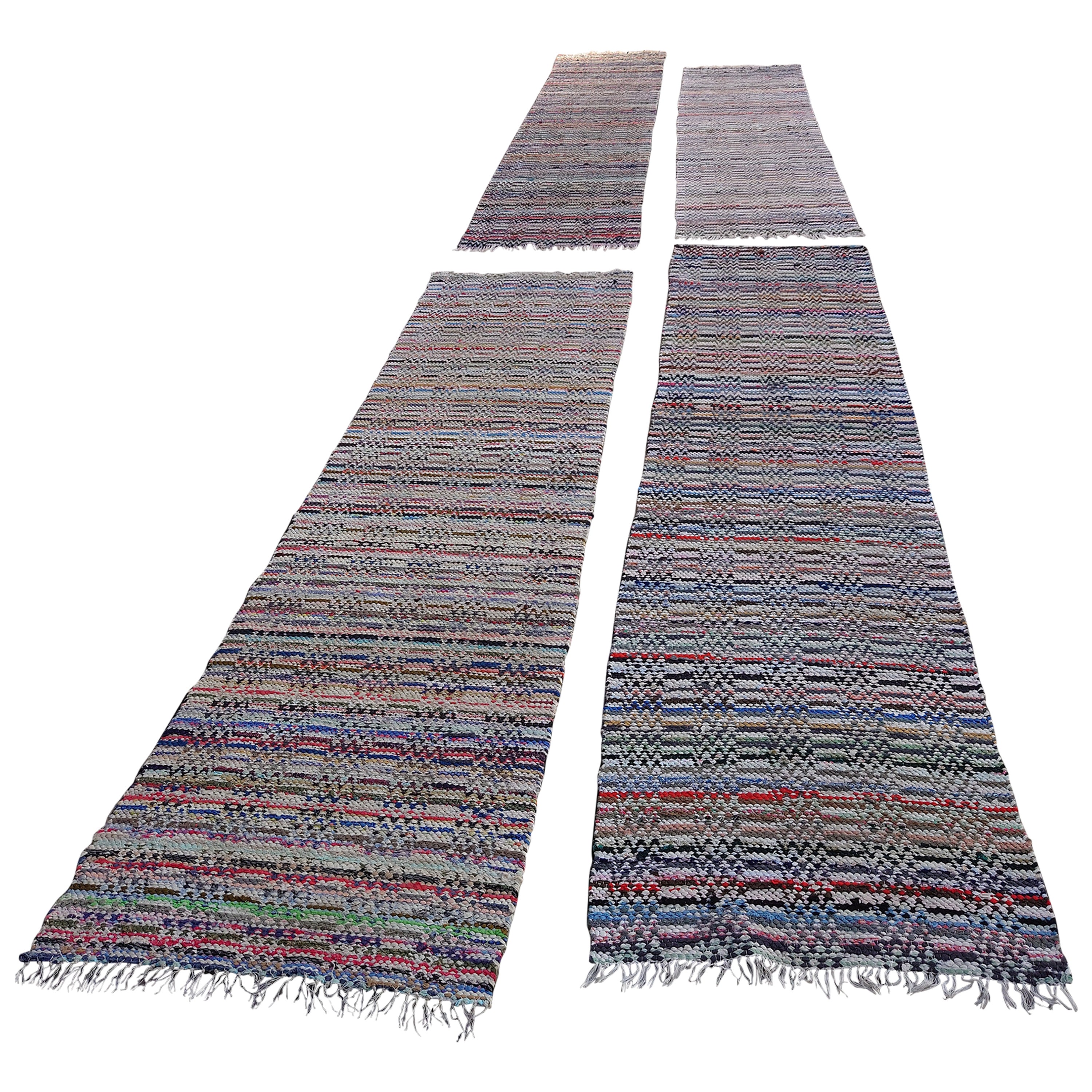 20th Century, a Set of Four Hand Woven Swedish Rag Rugs For Sale