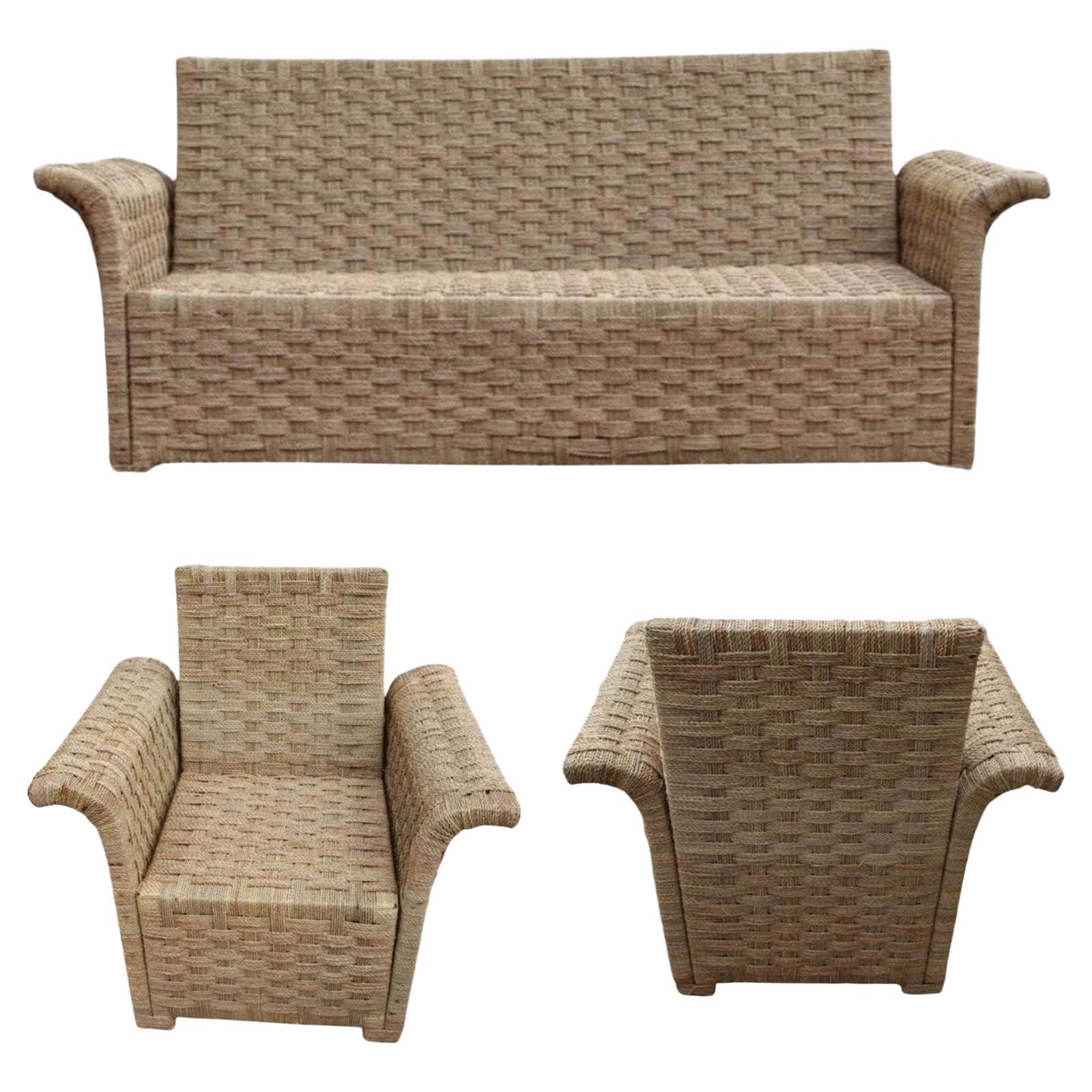 French Living Room Set in Beige Velvet For Sale at 1stDibs