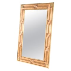 Mirror in Marquetry of Wood and Gilded Brass